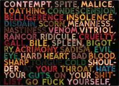 Mel Bochner, Contempt, 2005, oil monoprint on velvet