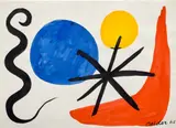 Alexander Calder, Blue and Yellow Spheres, 1965, gouache and ink on paper