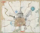 Robert Rauschenberg, National Symphony Ball, 1966, acrylic, gouache, solvent transfer, ink, graphite and collage on paper map