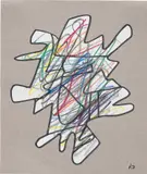 Jean Dubuffet, Figure isolée, felt pen, crayon and paper collage on paper