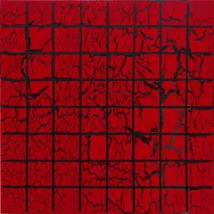 Ed Moses, Red Square, 2011, acrylic and glue on canvas