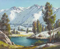 Sierra Forms by Paul Grimm, 1947, oil on canvas, sold Apr 2021