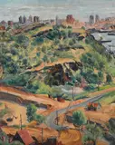 Rinaldo Cuneo, City Landscape, oil on board