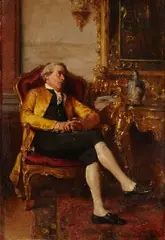 Gustav Holweg-Glantschnigg, A seated gentleman in an elegant interior, oil on panel