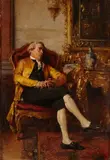 Gustav Holweg-Glantschnigg, A seated gentleman in an elegant interior, oil on panel