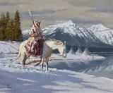 Fred Fellows, Guarding the Winter Camp, 2002, oil and graphite on Masonite