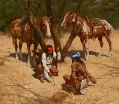 Howard Terpning, Apache Road Map, 1978, oil on Masonite