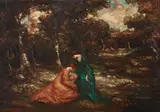 William Alison Martin, Two elegant ladies in a wooded landscape, oil on panel