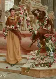 Frank William Warwick Topham, The flower garland, oil on canvas