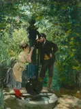 Louis-Robert Carrier-Belleuse, A rendezvous at the well, oil on canvas