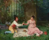 Léon Ruel, Un déjeuner, oil on panel