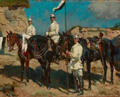 Friedrich Fehr, A German military scene in North Africa, World War I, oil on canvas