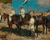 Friedrich Fehr, A German military scene in North Africa, World War I, oil on canvas