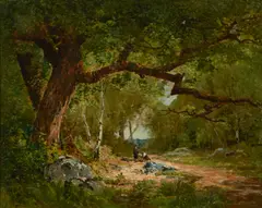 Édouard Pail, Dans une clairière, oil on canvas