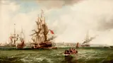 George Chambers, Shipping in the Mersey, Liverpool, oil on canvas