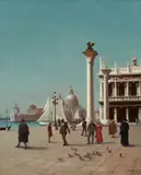 Hugo Händler, Entrance to the Grand Canal from the Piazzetta, Venice, oil on panel