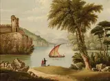 A fanciful view on the Hudson River by American School, 19th Century, oil on canvas, offered Nov 2019