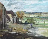 George Elmer Browne, Hillside Farm, oil on canvas