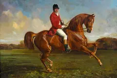 Pierre Franc-Lamy, A chestnut hunter, oil on canvas