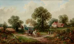 James Edwin Meadows, Returning home after a day's work, oil on canvas