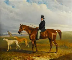 Thomas Henwood, A huntsman with greyhounds, oil on canvas