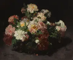 Georges Jeannin, Bouguet de fleurs; and a companion painting (a pair), both oil on board