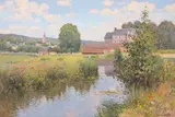 Maurice Bismuth Lemaitre, A calm river on a summer's day, oil on canvas
