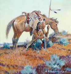 Nick Eggenhofer, Navajo Scout: A Double Sided Work, gouache on paper