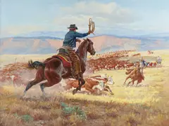 The Roundup by George Phippen, oil on canvas, sold Feb 2019