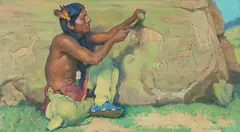 Pictographs by Eanger Irving Couse, 1934, oil on canvas, sold Feb 2019