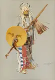 Ned Jacob, Bull Painted Face (Piegan), gouache, watercolor and pencil on paper