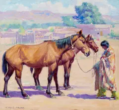 Tony and his Horses by Henry Balink, oil on canvas, offered Feb 2019