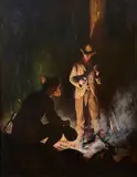 W. Herbert Dunton, Camp of the Bear Hunters, 1913, oil on canvas