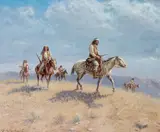 Mescaleros by Olaf Wieghorst, 1978, oil on Masonite, sold Feb 2019