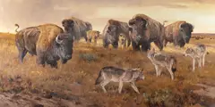 Ken Carlson, Prairie Showdown, 1999, oil on Masonite