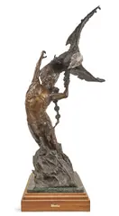 Thunderbirds by Fritz White, bronze with brown patina and silver plating, sold Feb 2019
