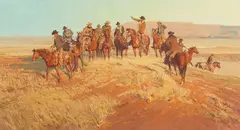 Robert Lougheed, Scattering the Bell Riders, 1970, oil on canvas
