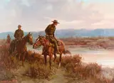 Border Patrol by Olaf Wieghorst, 1950, oil on canvas, sold Feb 2019