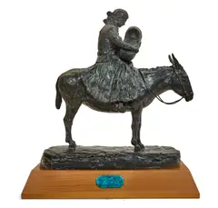 Olaf Wieghorst, Navajo Madonna, 1986, bronze with green patina