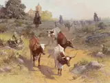 Robert Pummill, Mission Cattle, 1983, oil on canvas