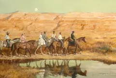 Donald Teague, The Wedding Party, gouache on paper