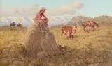 Joe Neil Beeler, Roped, But Not Branded, oil on canvas