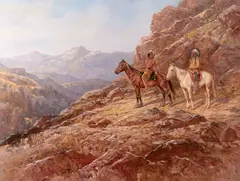 Henry Raschen, Scouting Sioux, oil on canvas