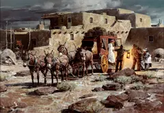 Gary Lawrence Niblett, Santa Fe Arrival, 1981, oil on canvas
