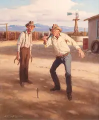 Duane Bryers, Before TV (A Game of Horseshoes), oil on canvas