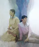 Sisters by Kenneth Riley, 1987, oil on canvas, offered Feb 2019