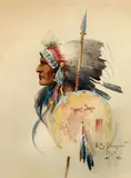 Edgar S. Paxson, Arapahoe, 1909, watercolor and pencil on paper