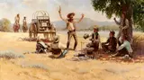 Harvey William Johnson, We Hurrahed that Town for Two Days, 1981, oil on canvasboard