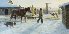 Helping Dad by Robert Duncan, 1984, oil on Masonite, sold Feb 2019