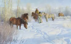 Catching the Wanderers by Robert Duncan, oil on Masonite, sold Feb 2019
